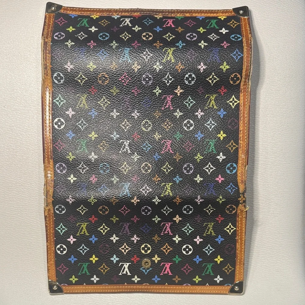 Louis Vuitton LV Black Murakami Multicolor Monogram International Wallet